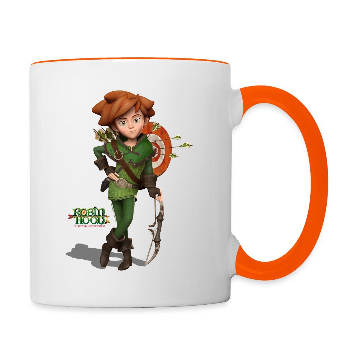 Spreadshirt Tasse Robin Hood Mit Pfeil Und Bogen Tasse Zweifarbig, Keramik