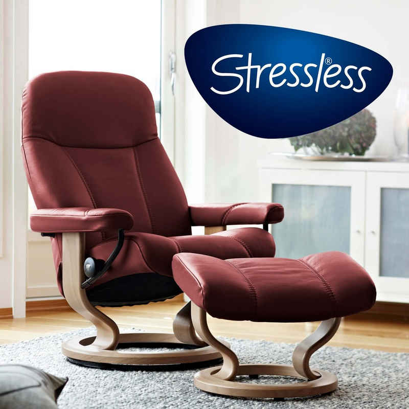 Stressless® Relaxsessel Consul Classic Gr. L, mit Hocker, bordeaux, montiert, Qualitätsmöbel aus Norwegen