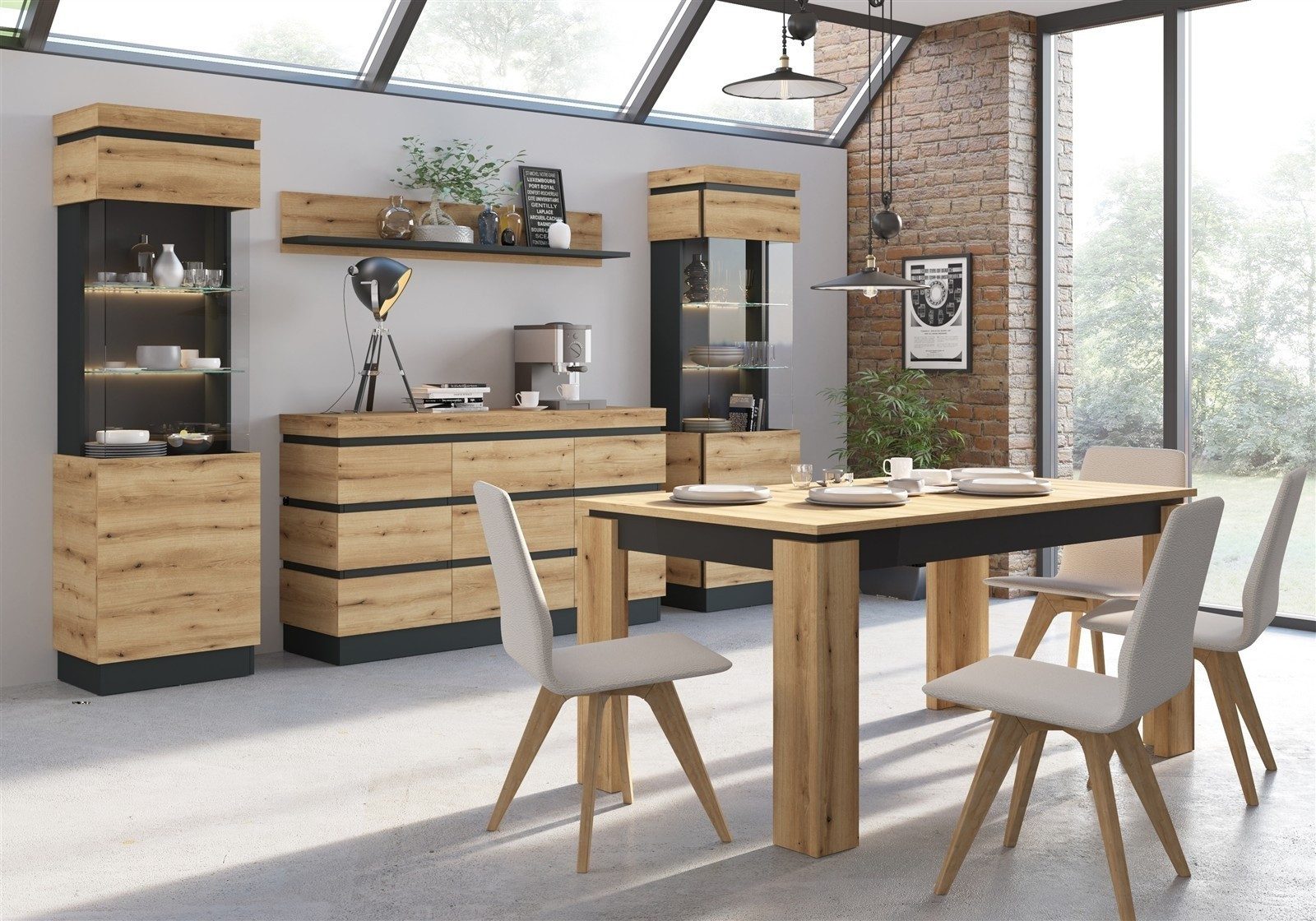 freiraum Sideboard CORTE, in Coast Evoke Eiche Dekor/Kosmos Grau - 160,8x92,5x45cm (BxHxT)