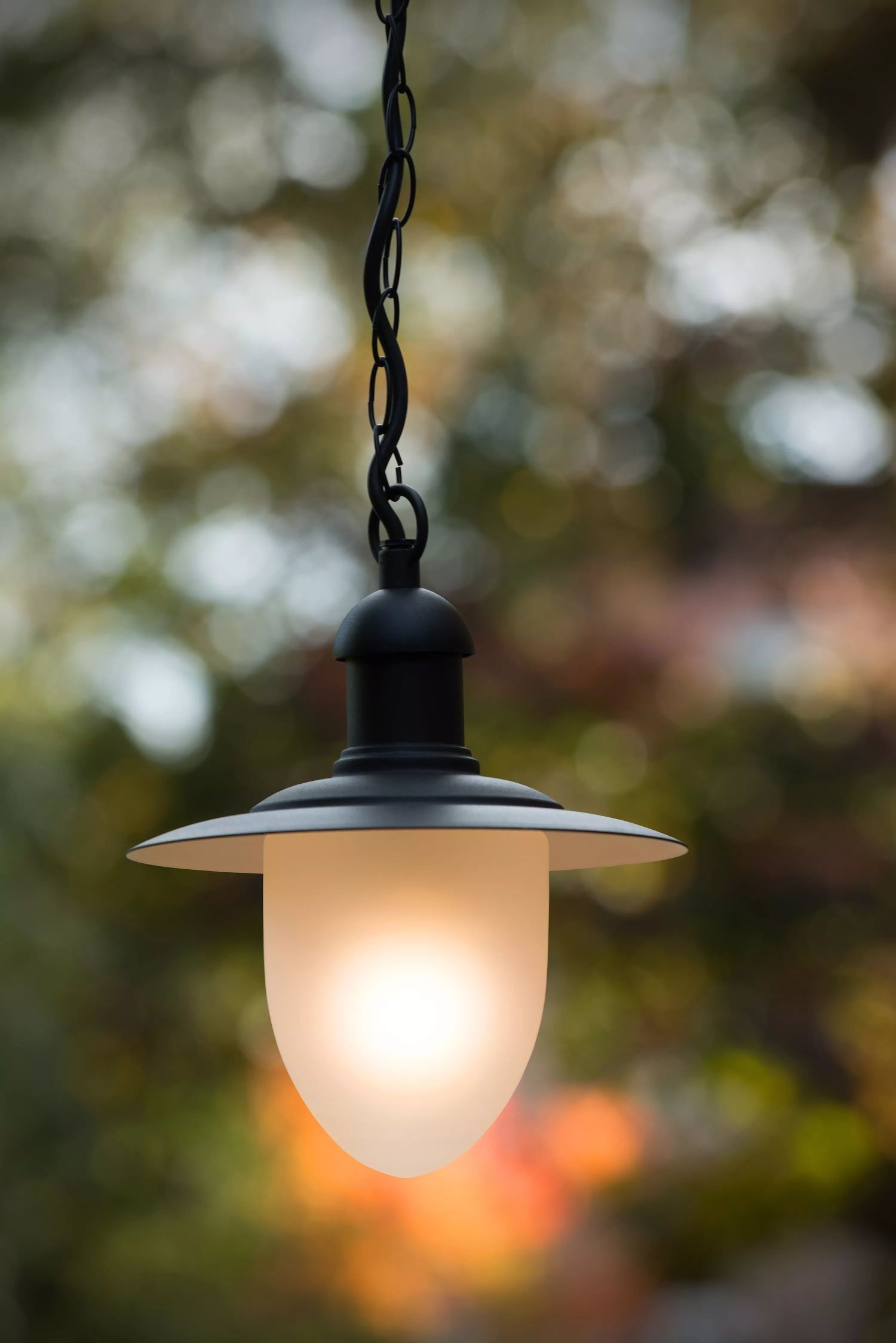 Licht-Erlebnisse Außen-Deckenleuchte SOLU, ohne Leuchtmittel, Metall Glas E27 IP44 Ø 25 cm rund H: max. 78 cm Schwarz Weiß