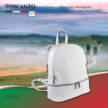 Toscanto Cityrucksack Toscanto Damen Cityrucksack Leder Tasche (Cityrucksack), Damen Cityrucksack Leder, weiß, Größe ca. 32cm