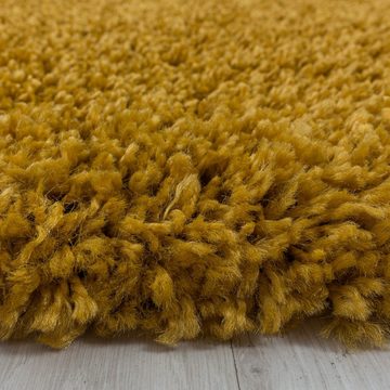 Teppich Unicolor - Einfarbig, Teppium, Rechteckig, Höhe: 30 mm, Teppich Wohnzimmer Shaggy Einfarbig Goldfarbe Modern Flauschig Weiche