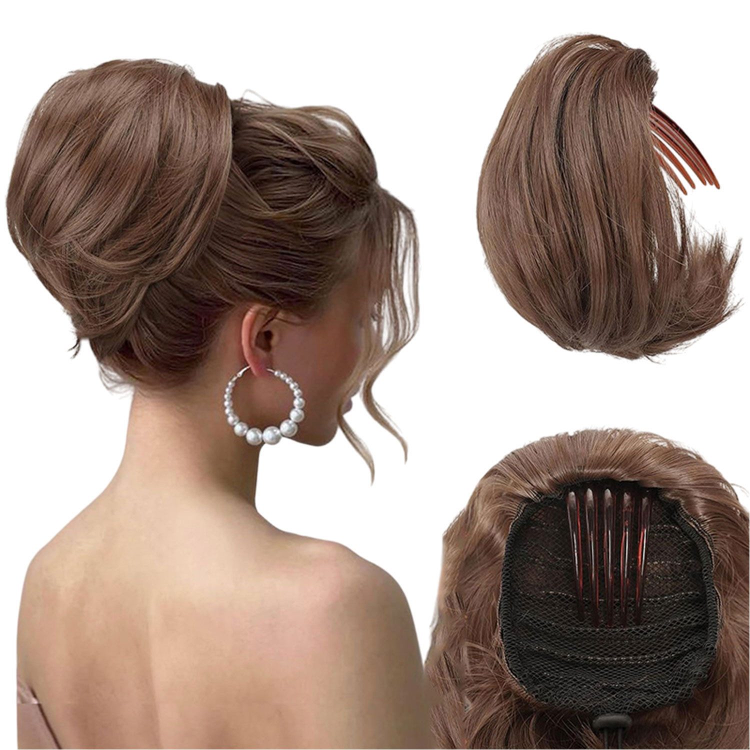 Kunsthaarperücke Haarteil Hair Extensions kurzes Pferdeschwanz-Brötchen