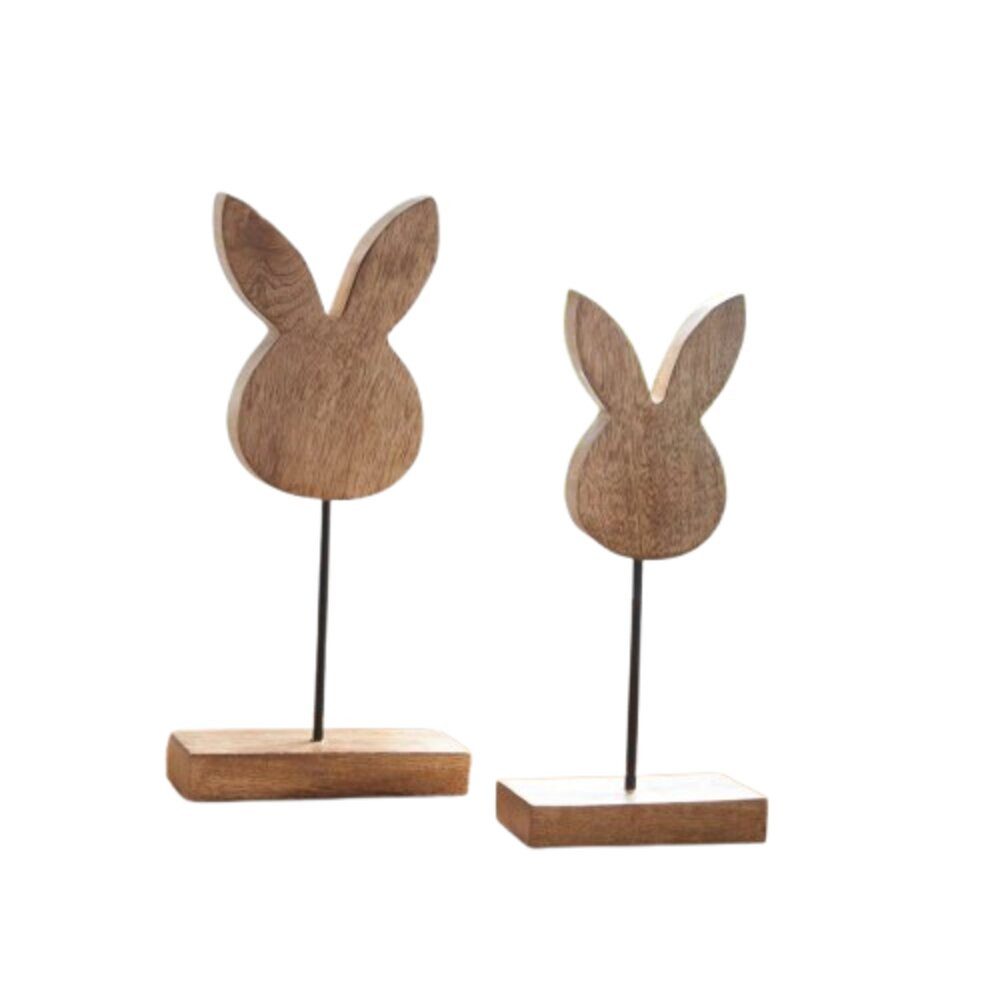 Osterhase Osterdeko Hase Holz Osterhase Mangoholz Ostern Natur 2er Set