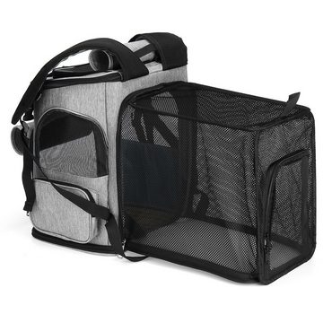 Insma Tiertransporttasche, Rucksack für Hunde Katze bis 8kg erweiterbar+Matte