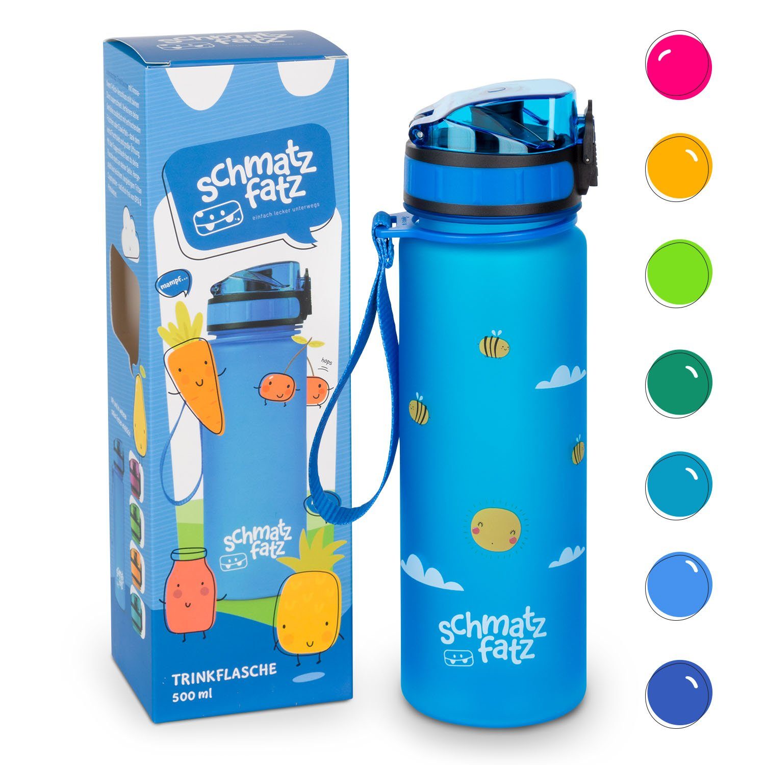 Klarstein Trinkflasche SMF5-TF500bluebee, Kinderflasche 500 ml Kindergarten Outdoor Schule Sport Blue bees