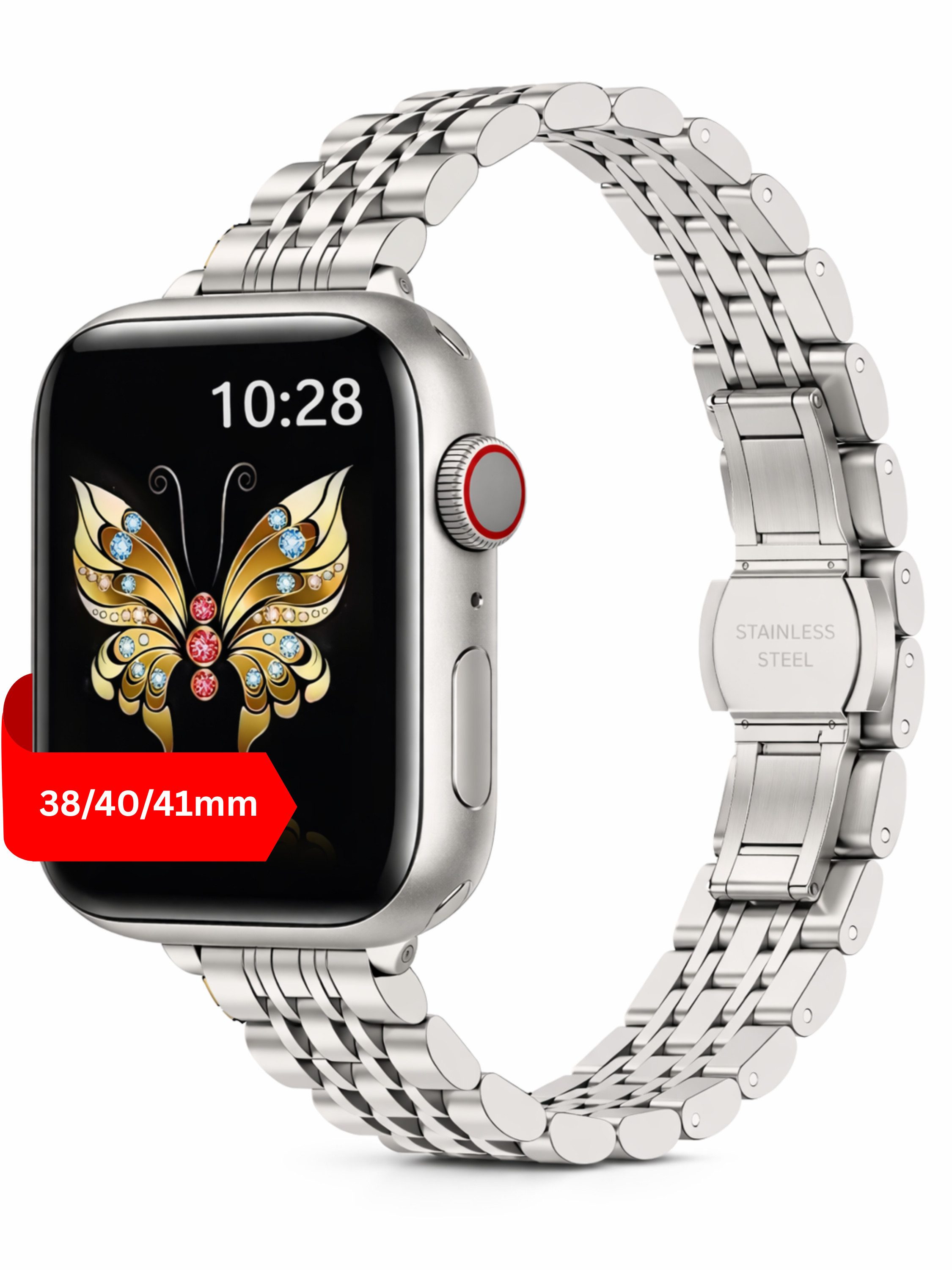 S&T Design Smartwatch-Armband Armband für Apple Watch Edelstahl Ersatzarmband, Kompatibel mit Apple Watch 38 / 40 / 41/ 42 / 44 / 45 / 46 / 49 Metall
