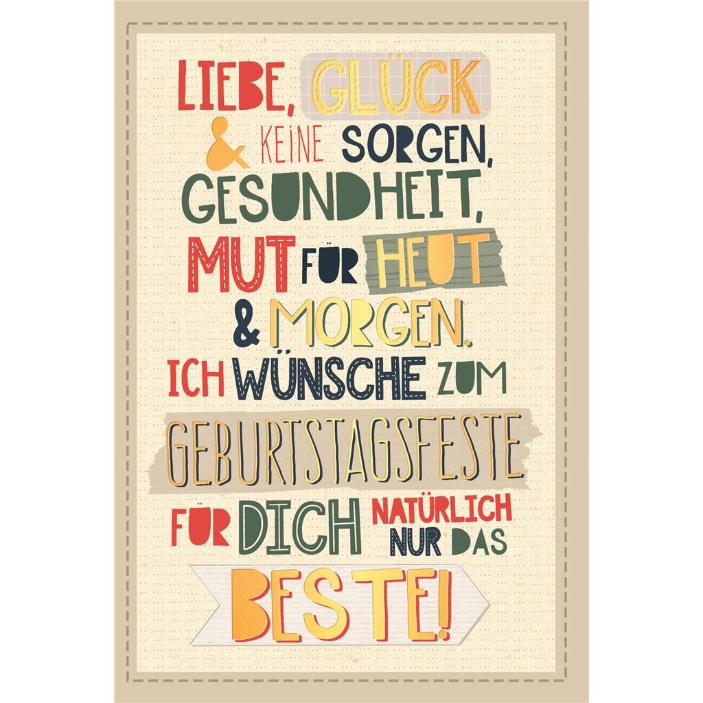 Grußkarten Geburtstag Glückwunschkarte mit Umschlag - folienfrei unverpackt