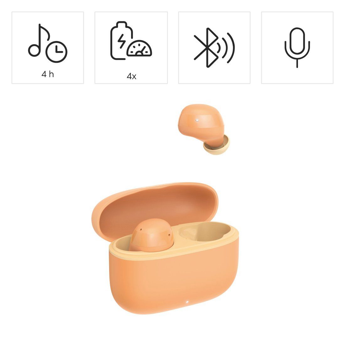 Hama True Wireless Kopfhörer In Ear, Ladecase, bis 20h Akku, Bass Boost wireless In-Ear-Kopfhörer (Sprachsteuerung, True Wireless, kompatibel mit Siri, Google Assistant, Siri, A2DP Bluetooth, AVRCP Bluetooth, HFP, SPP)