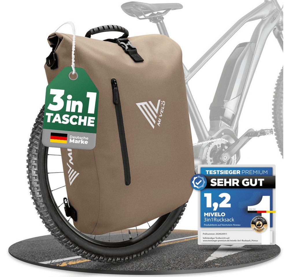 MIVELO Fahrradtasche 3in1 Gepäckträgertasche, Rucksack für Fahrrad Gepäckträger wasserdicht, 20L Volumen