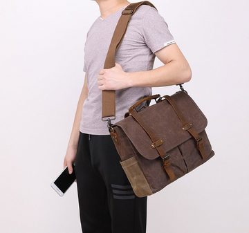 REDOM Henkeltasche Umhängetasche Handtasche Leder Canvas Tragetasche Aktentasche Tasche (Schultertasche Arbeitstasche Messenger-Tasche Top Griff Schultergurt, Ledertasche, Unitasche, Bürotasche, Freizeittasche, Vintage), für Herren Frauen Jungen Freizeit Arbeit Business Schule Büro Reisen