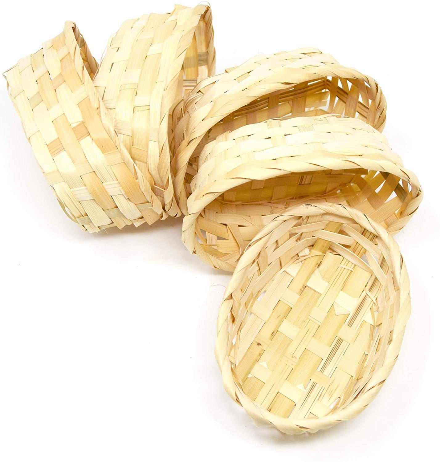 Lashuma Aufbewahrungskorb beige (Set, 5 St., 5er Set), Ovale Flechtkörbe, Bambuskörbchen 16x11 cm