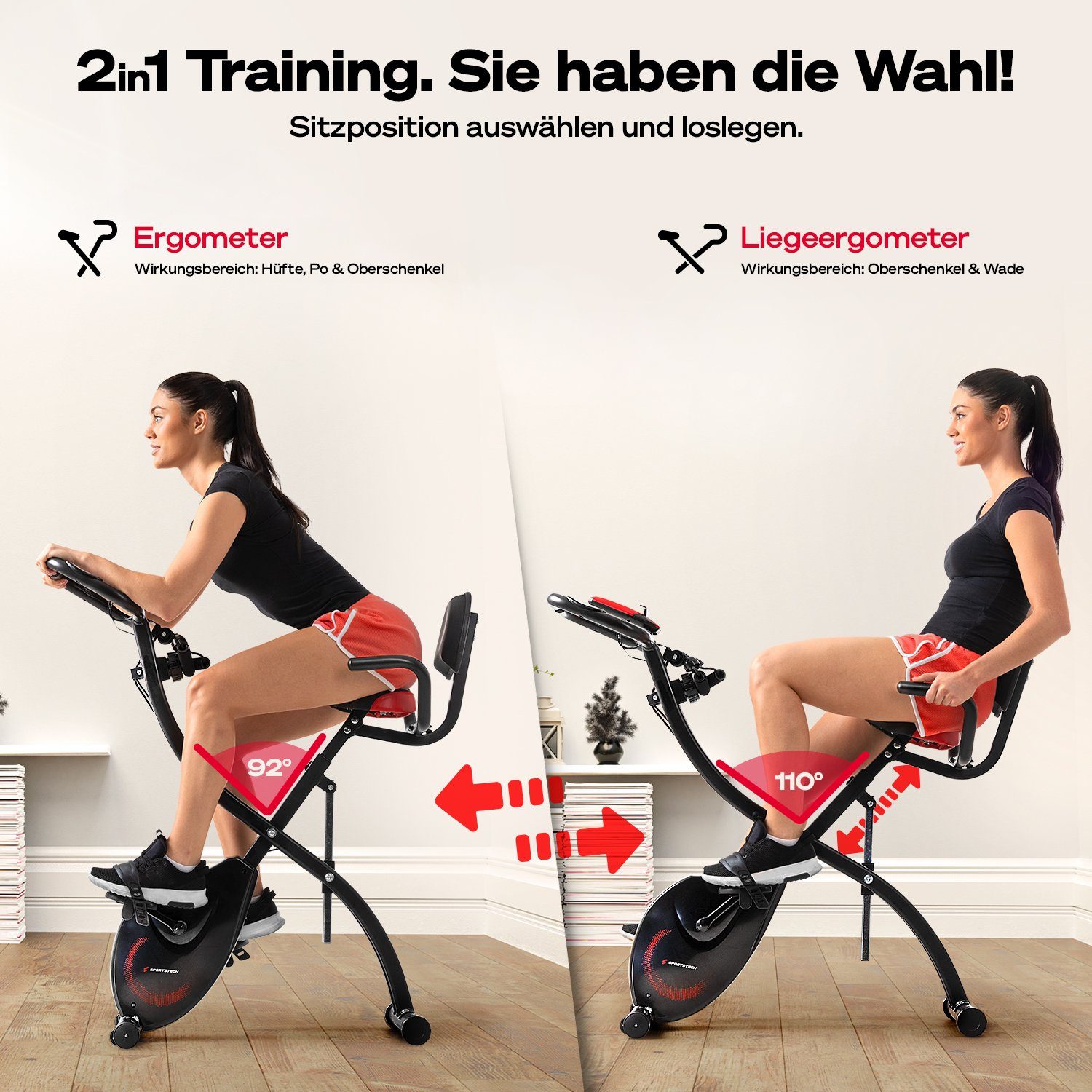 Sportstech Heimtrainer X150, Mit Komfortsitz Heimtrainer Zuhause & für klappbar Handpulssensoren