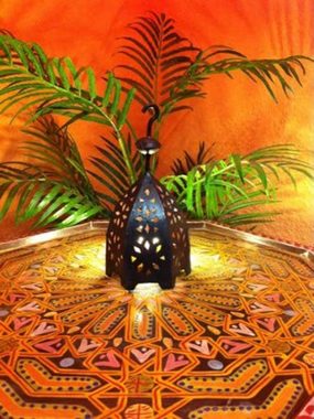 Marrakesch Orient & Mediterran Interior Windlicht Rostige Laterne Gartenlaterne Orientalisch Sliman, orientalisches Windlicht, Marokkanische Metalllaterne für draußen als Gartenlaterne, oder Innen als Tischlaterne, Marokkanisches Gartenwindlicht, Handarbeit