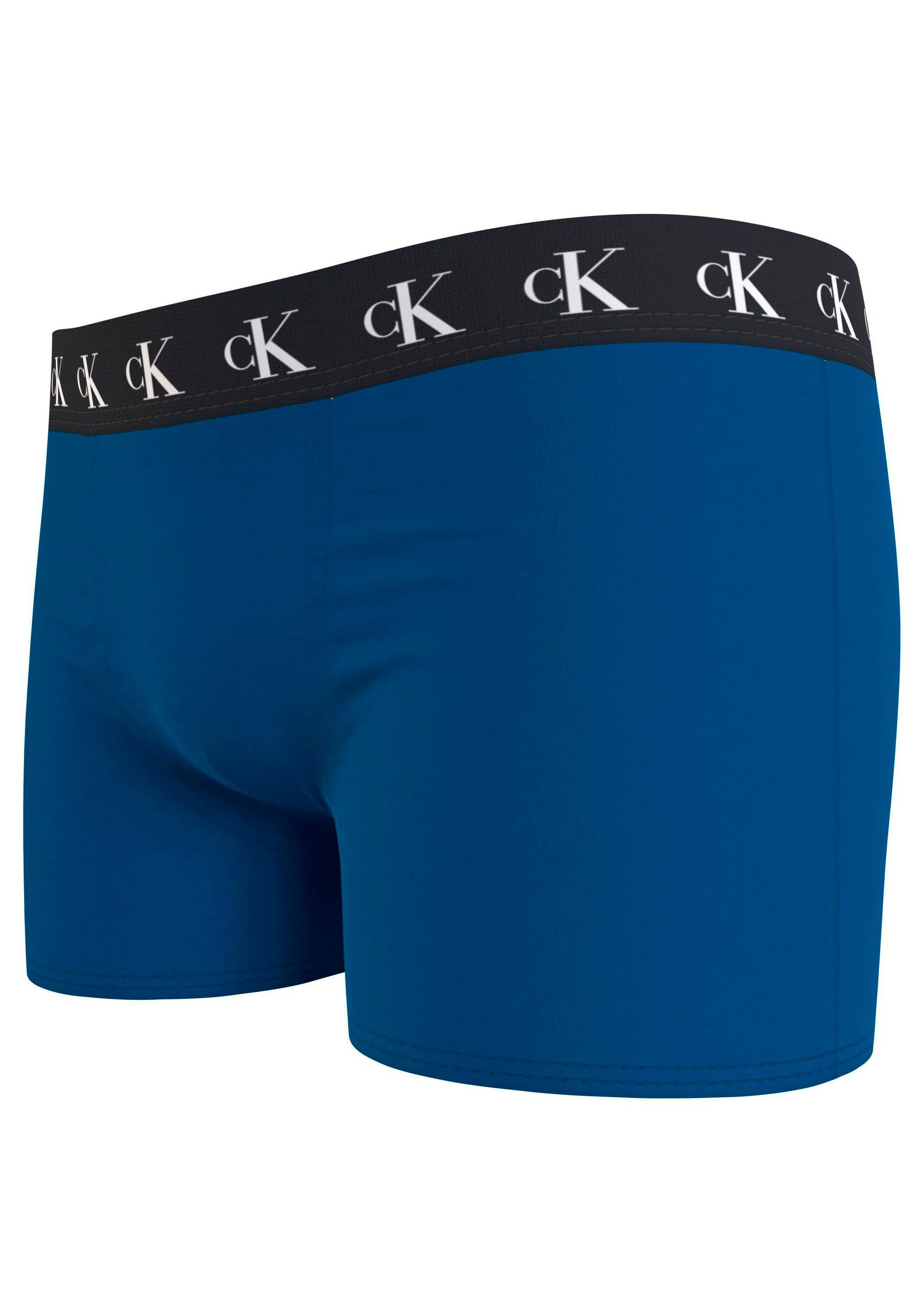 3PK Klein (Packung, Tarpsblue/Pvhwhite/Pvhblack TRUNK Underwear Markenlabel 3er-Pack) Bund am Klein mit Slip Calvin Calvin