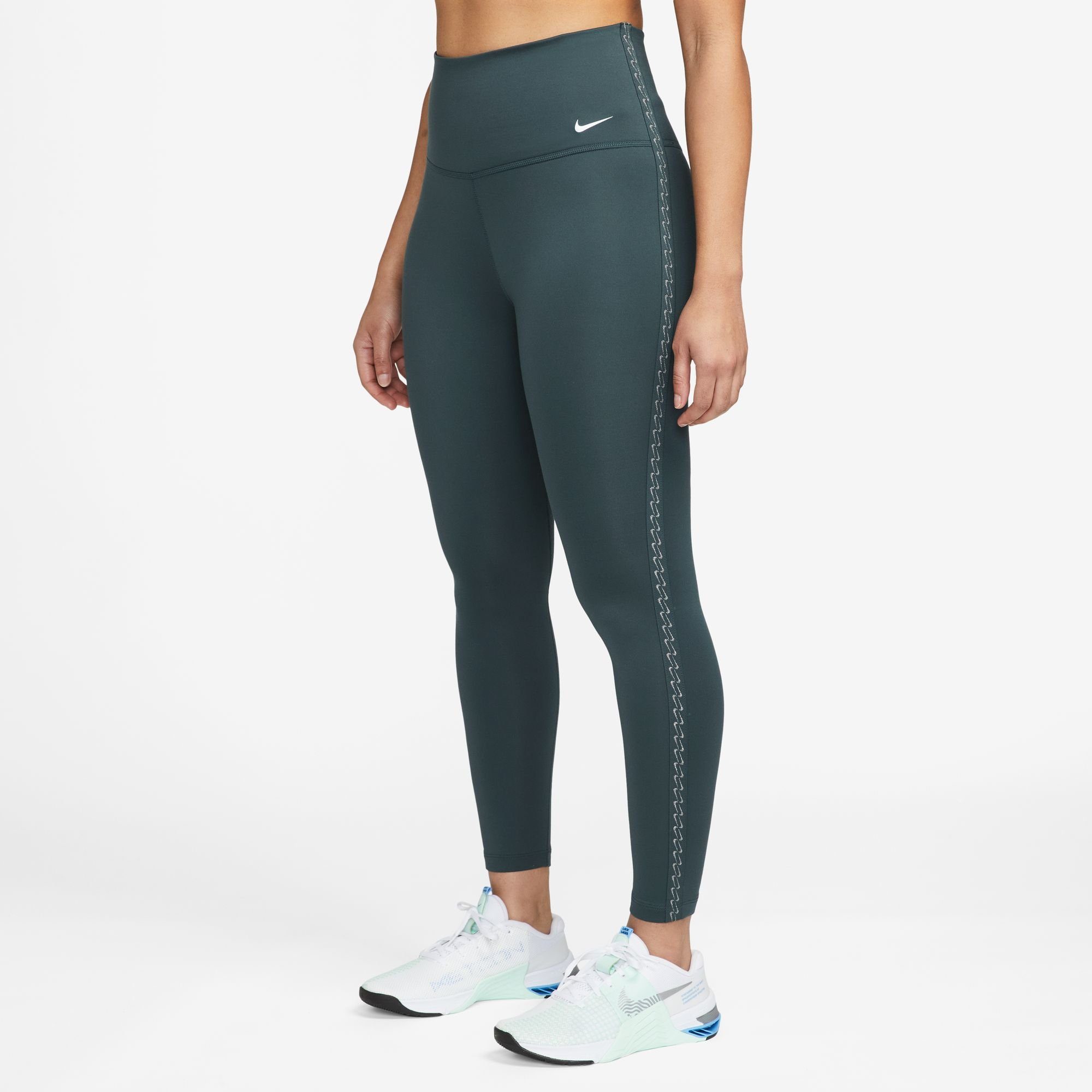 DEEP LEGGINGS / Nike JUNGLE/WHITE ONE Trainingstights WOMEN'S THERMA-FIT HIGH-WAISTED