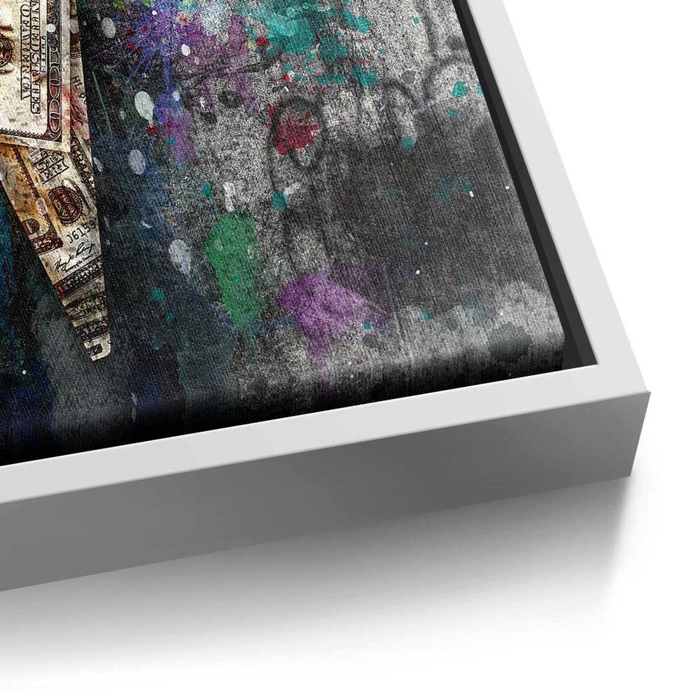 Leinwandbild, - weißer DOTCOMCANVAS® Rahmen Art - Money - Premium Motivationsbild X Ice Leinwandbild Cream Pop
