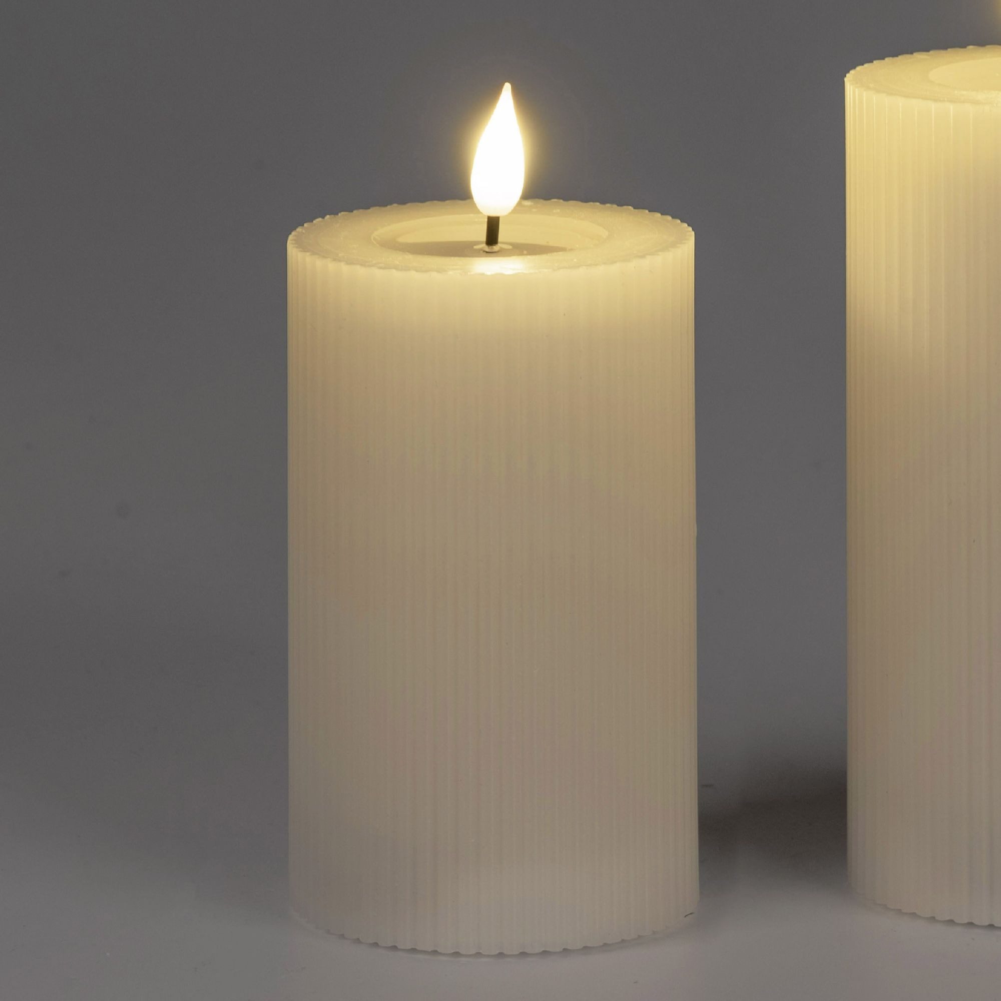 formano LED-Kerze Streifen, Mit Timerfunktion, creme, Motiv: Rillen