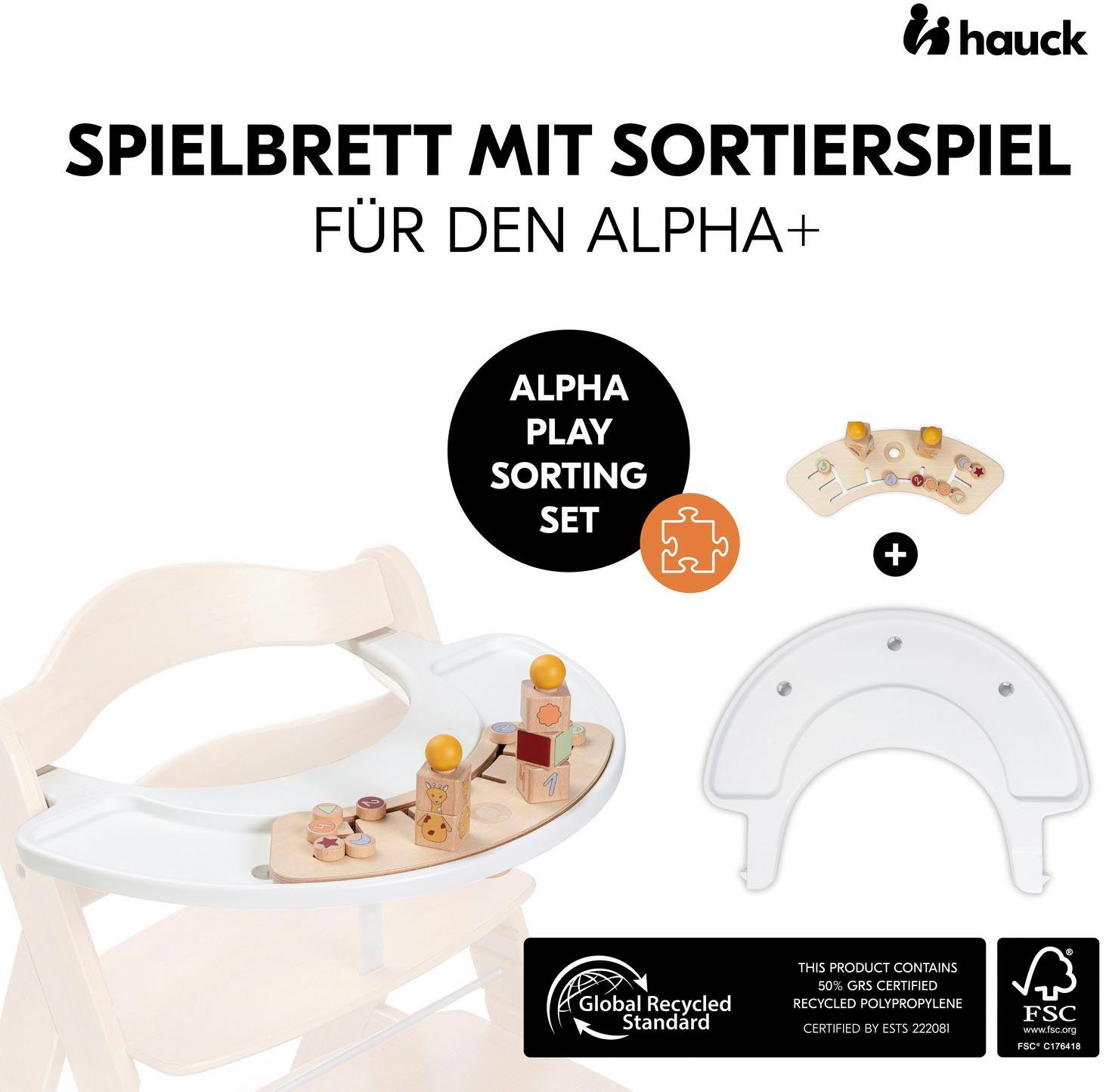 FSC® Hauck Sorting - weltweit Alpha Giraffe, Hochstuhltablett Wald - Play schützt Set Holz, Kunststoff,