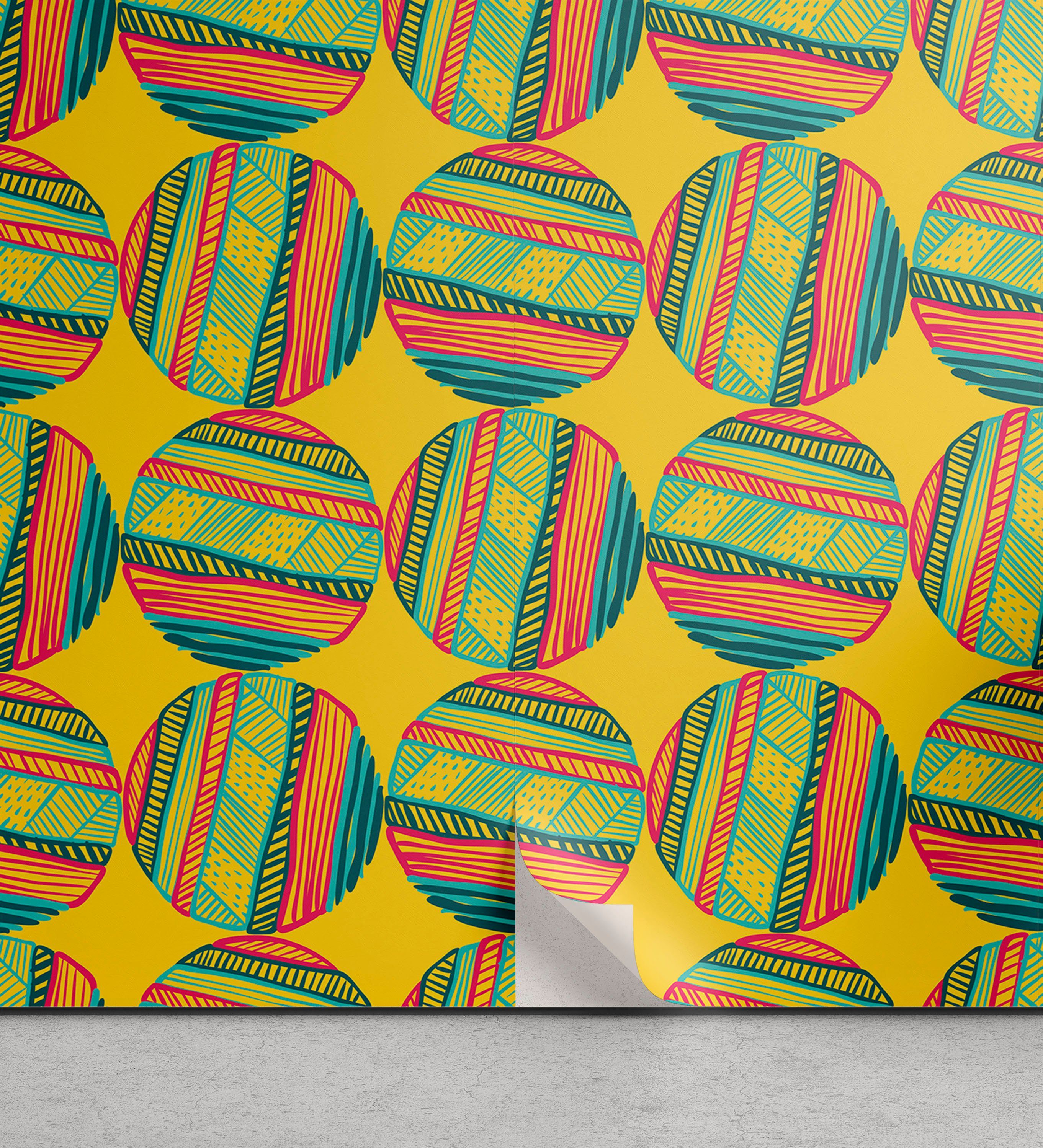 Abakuhaus Vinyltapete selbstklebendes Wohnzimmer Küchenakzent, afrikanisch Zusammenfassung Zier-Runde