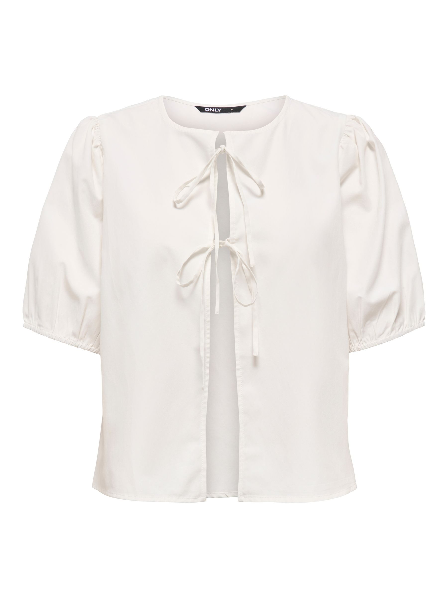 ONLY Blusenshirt Unifarben Regular Fit Zierschleife Rundhals Stilvoll (1-tlg) ONLJENNA S/S TIE 2-WAY TOP WVN NOOS
