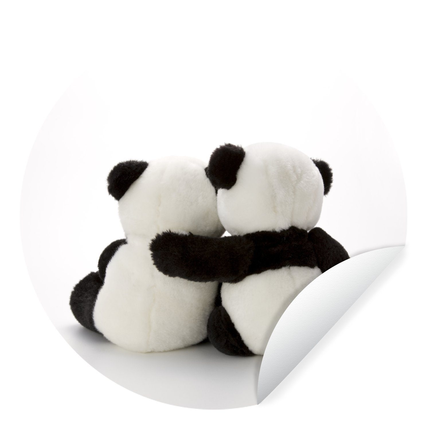 MuchoWow Wandsticker Weiß Tapetenaufkleber, Rund, Wohnzimmer - für Kinderzimmer, - Pandabär Tapetenkreis St), (1 Stofftier