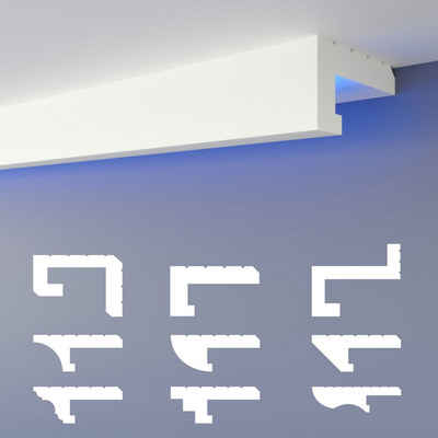 HEXIMO Eckprofil HLED 11 (LED-Schattenfugenprofil Stuckleisten, indirekte Beleuchtung XPS-Styropor-Trockenbau-Decke Stuck-Styropor-Deckenleisten (Muster HLED 11)