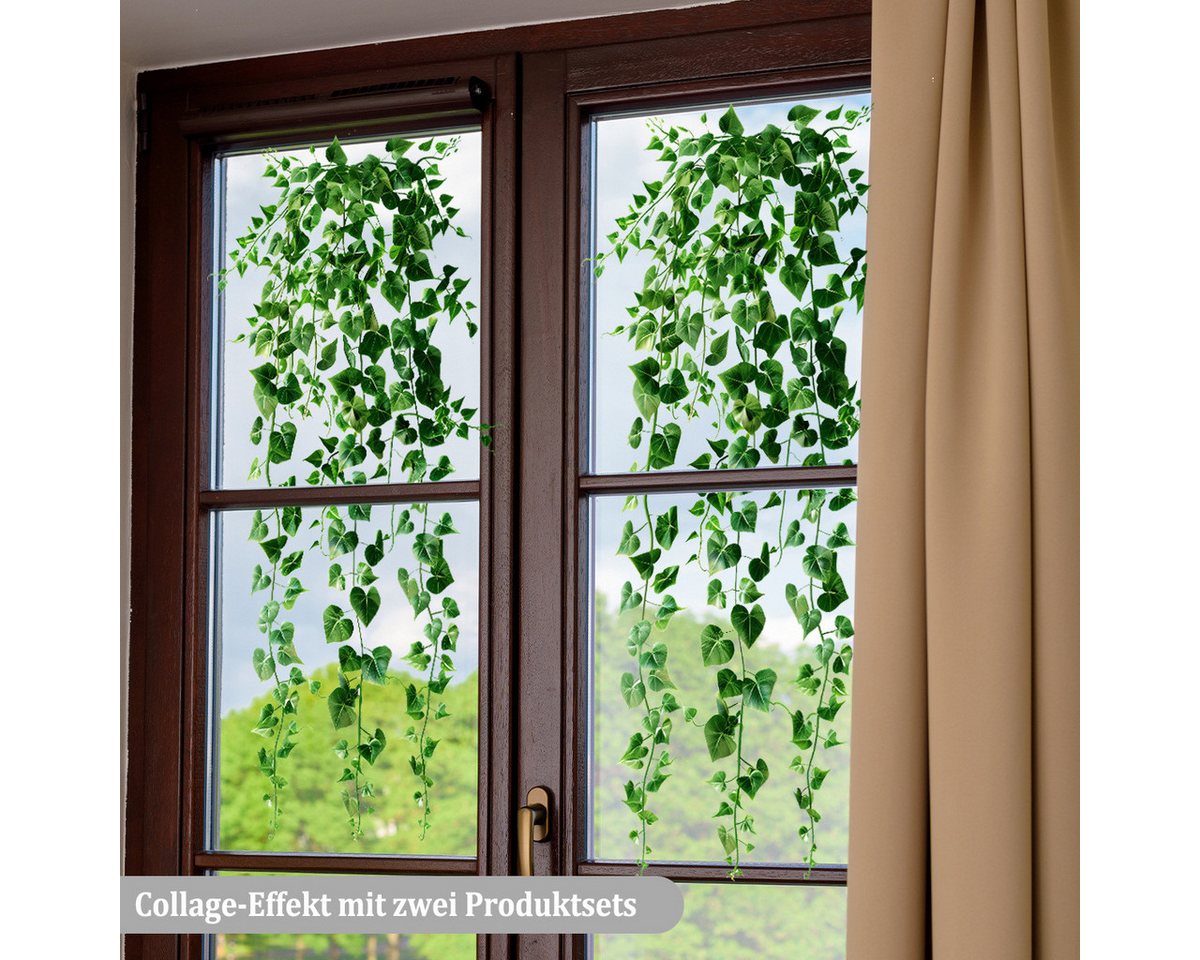 Thumbnail - Coonoor Fenstersticker Herabfallende grüne Blätter Fensterfolie, dekorative Fensteraufkleber, Schaufensterfolie, grüne F...