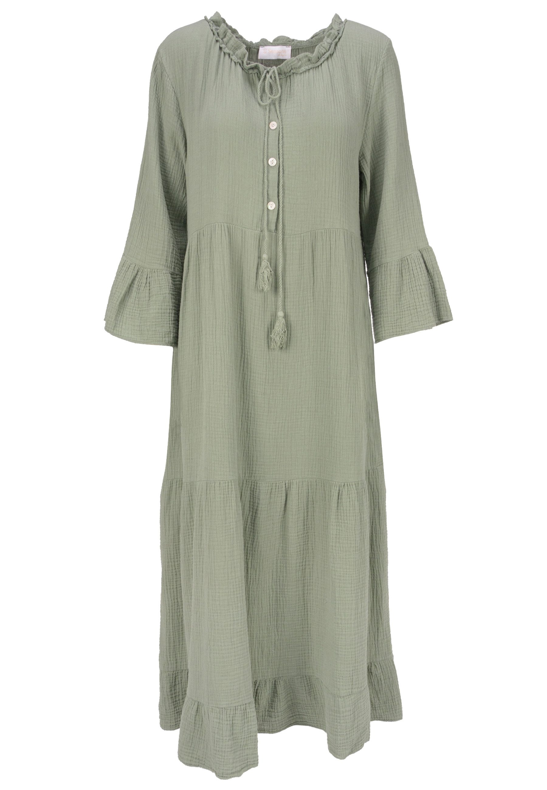 Seasons of April Maxikleid AMARA MUSSELIN (1-tlg) Seasons of April Musselin Maxikleid Amara Damen Baumwolle Boho Lang