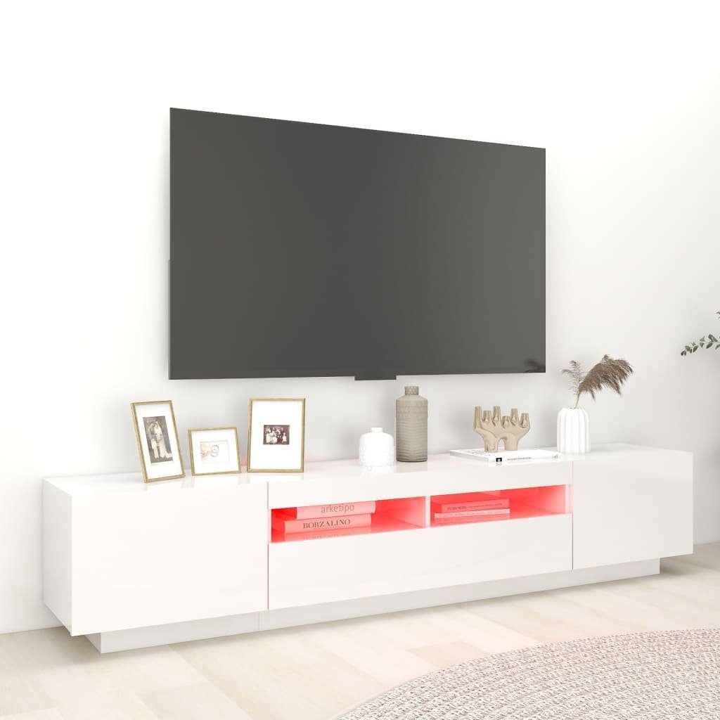 TV-Schrank cm vidaXL (1-St) 200x35x40 TV-Schrank Hochglanz-Weiß mit LED-Leuchten