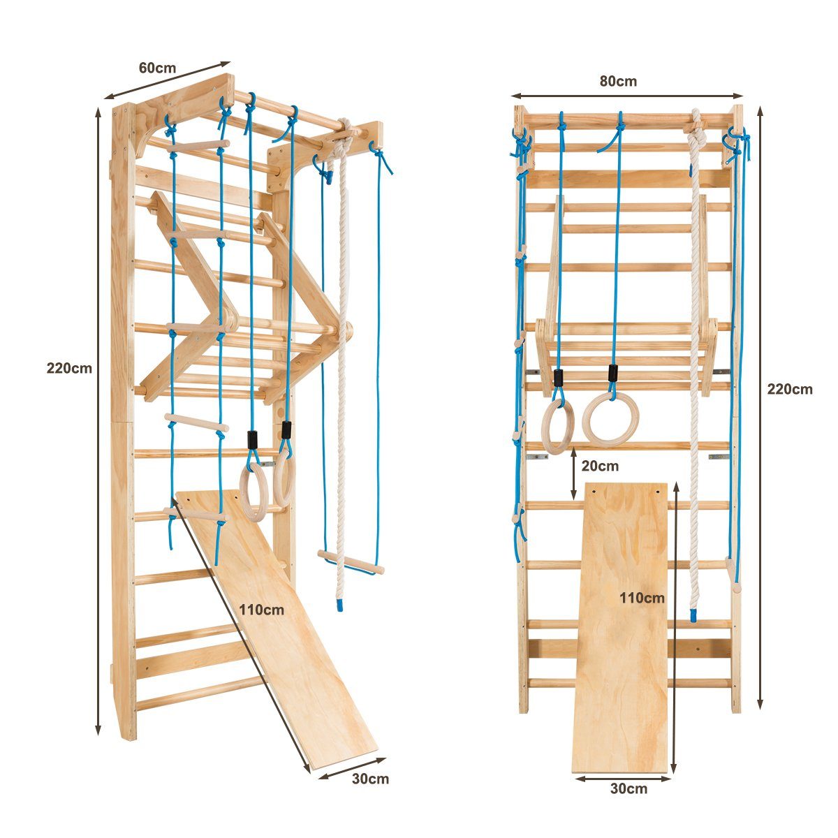 COSTWAY Kletter-Trainingsgerät, mit Montagezubehöre, 220x80x60cm