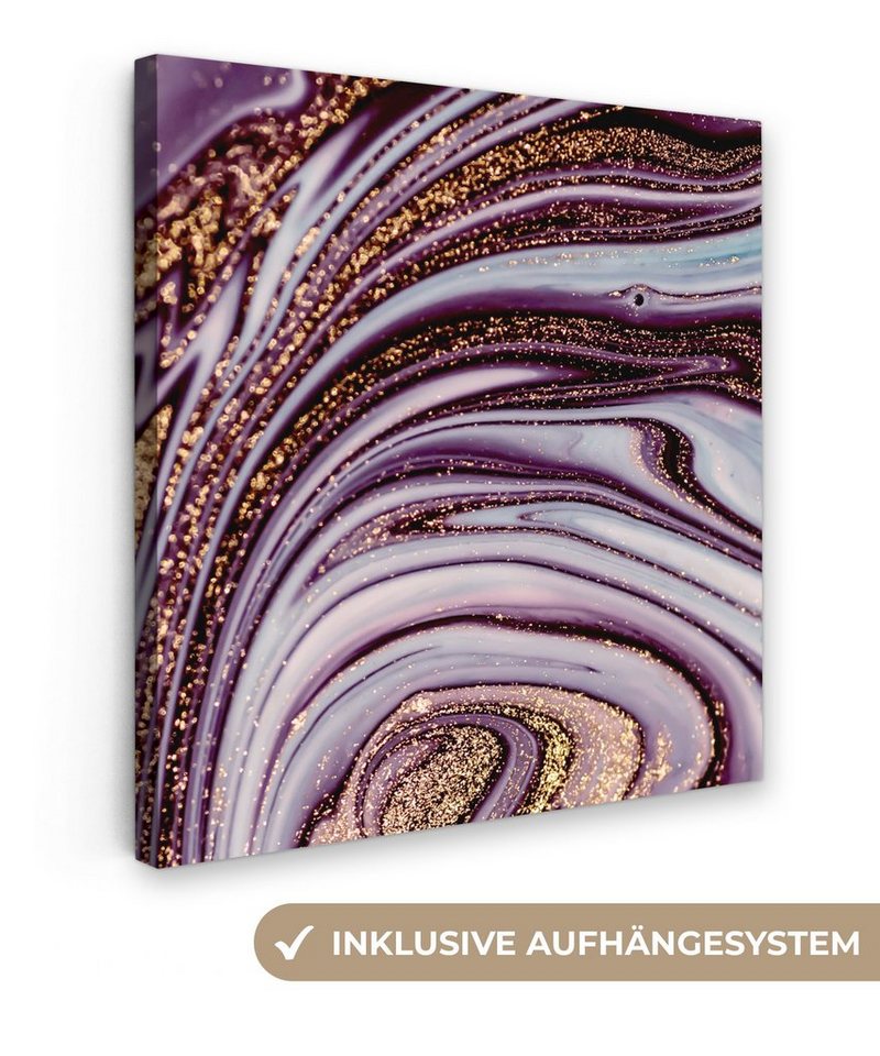 OneMillionCanvasses® Leinwandbild Marmor - Rosa - Gold - Glitter -  Marmoroptik - Luxus, (1 St), Leinwand Bilder für Wohnzimmer Schlafzimmer,  50x50 cm