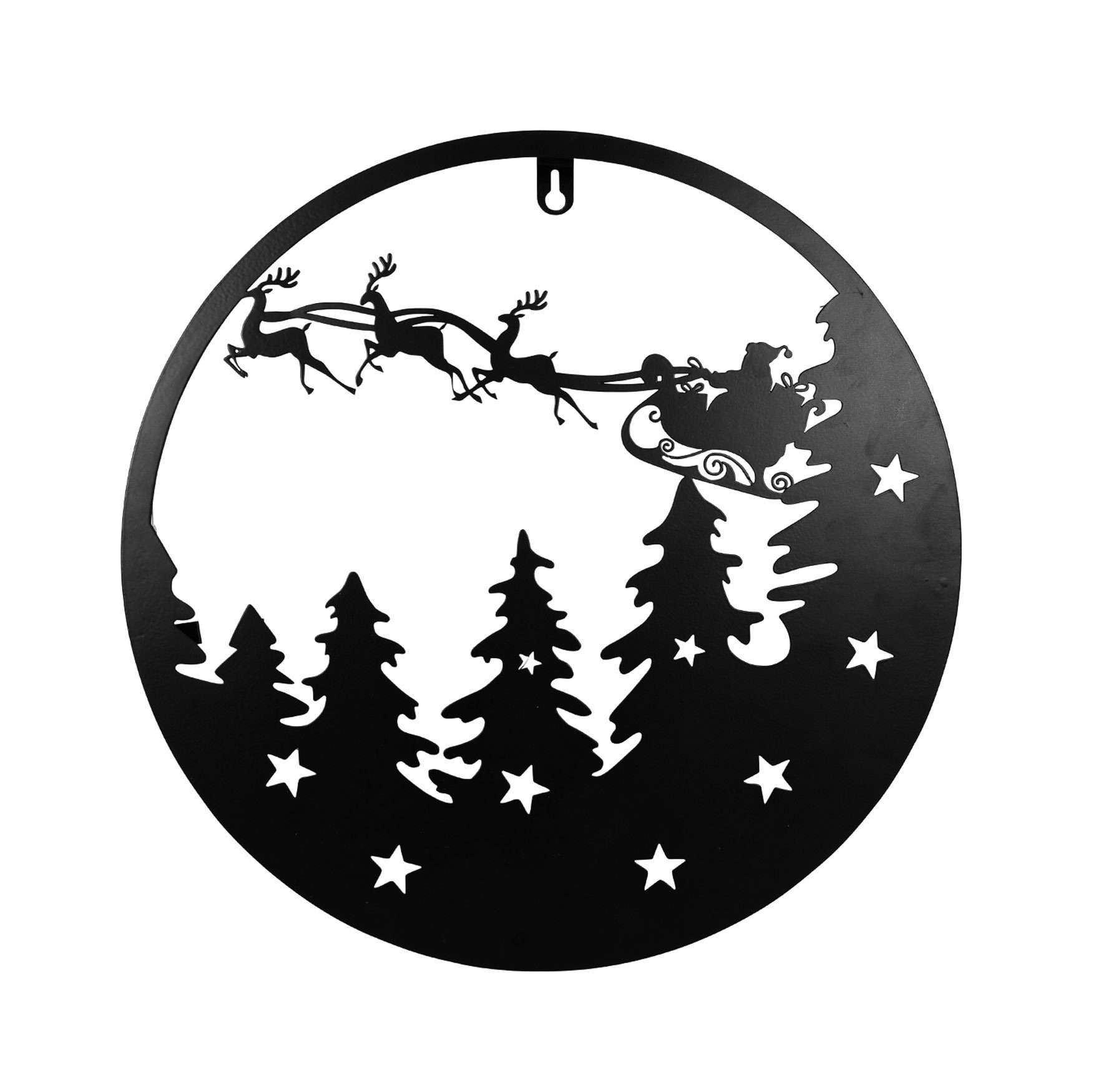 Spetebo Wanddekoobjekt LED Metall Weihnachts Wandbild schwarz - 35 cm, Deko Silhouetten Bild zum Hängen warm weiß beleuchtet