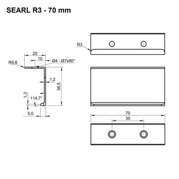 SO-TECH® Möbelgriff SEARL schwarz eloxiert gebürstet, Aluminium (1-St), Länge 70 mm