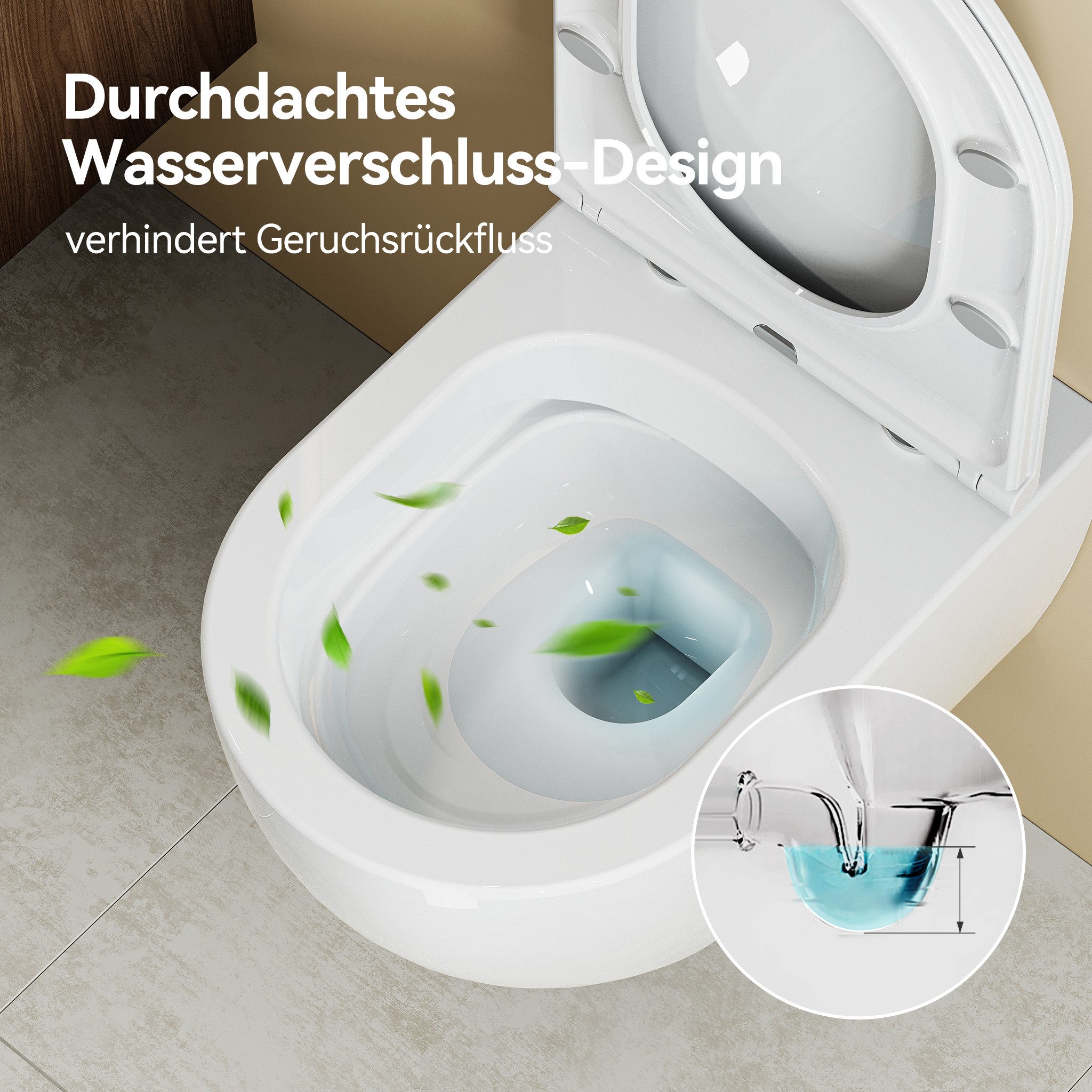HOROW Vorwandelement WC Toilette Komplettset hänge wc Set Komplett, Hänge WC mit WC Sitz mit Absenkautomatik, Toilette Komplettset, Toilette mit Spülkasten – Bild 4 von 5