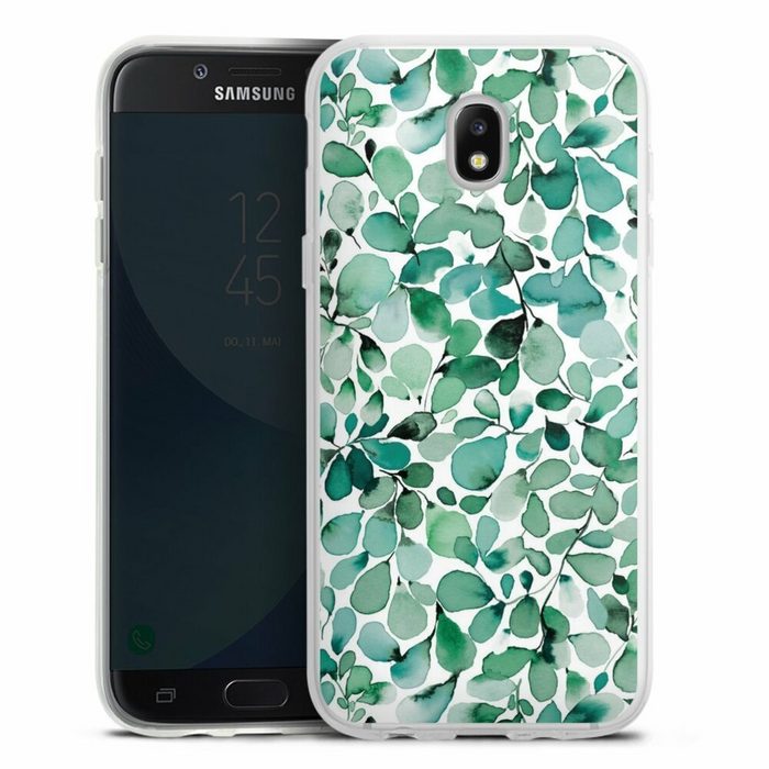DeinDesign Handyhülle Pastell Wasserfarbe Blätter Watercolor Pattern Leaffy Leaves Samsung Galaxy J5 (2017) Silikon Hülle Bumper Case Handy Schutzhülle