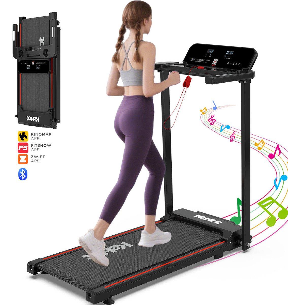 Laufband Klappbares Laufband für Zuhause – 1–12 km/h & Pulsanzeige