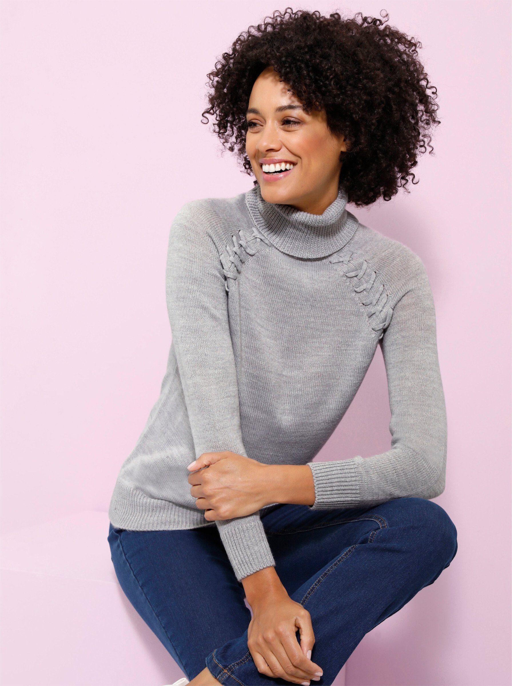 Sieh an! Strickpullover Rollkragenpullover .