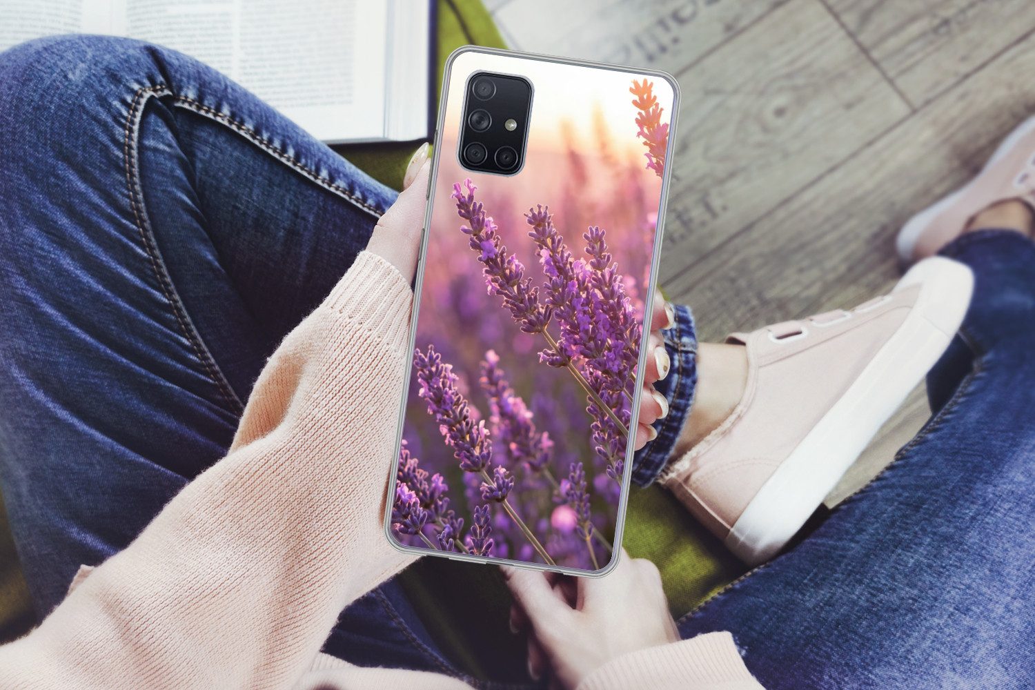 MuchoWow Handyhülle für Samsung Galaxy A51 Lavendel - Lila - Sonnenlicht, Smartphone-Bumper, Print, Handy Schutzhülle Dünn
