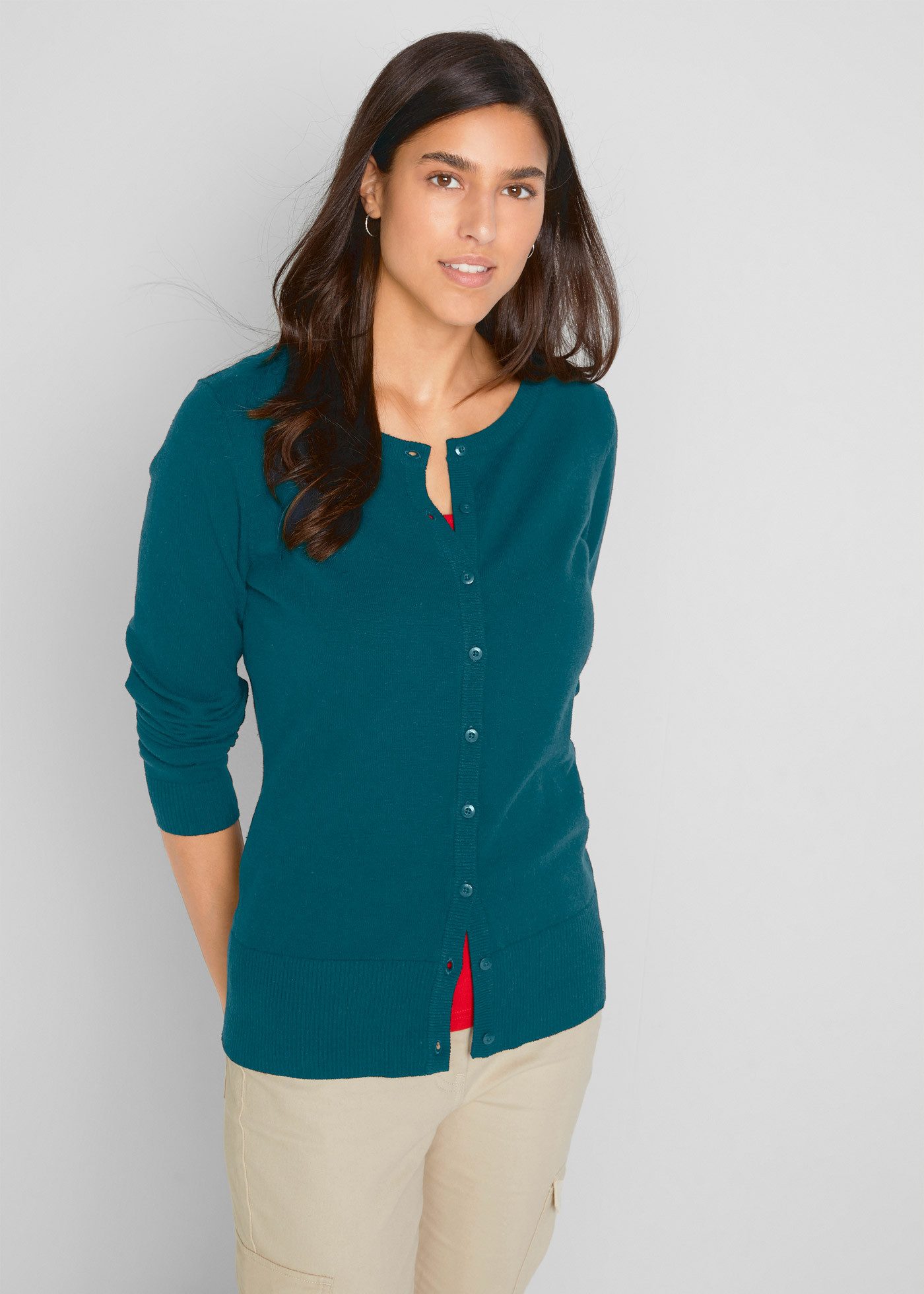 bonprix Strickjacke mit Rundhalsausschnitt und dezenter Knopfleiste günstig online kaufen