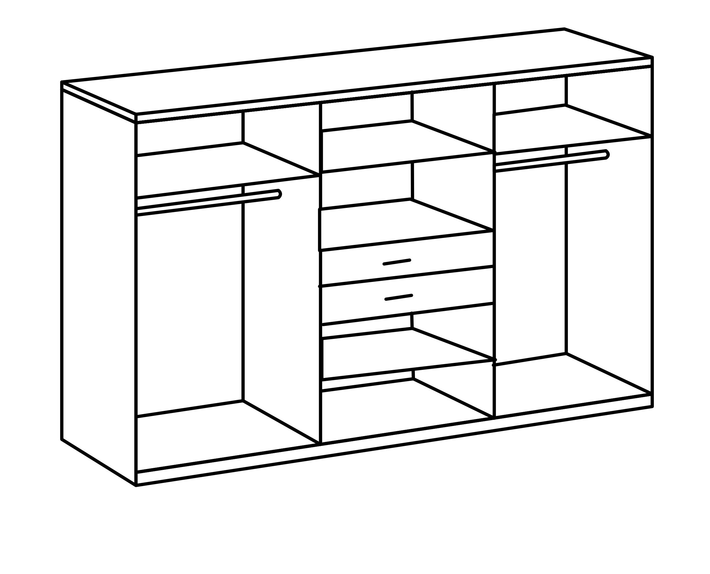 2 in 208 Kleiderschrank Eiche in in Weiß Eiche Schubkästen, Nachbildung cm, Holztüren, Einlegeböden Spiegeltüren, aus Spanplatte Tiefe möbelando sägerau Moderner Absetzungen 58 2 cm, Made Drugi Höhe Kleiderschrank Breite 270 cm, Germany 6 2 Kleiderstangen. 4 und sägerau mit Weiß,