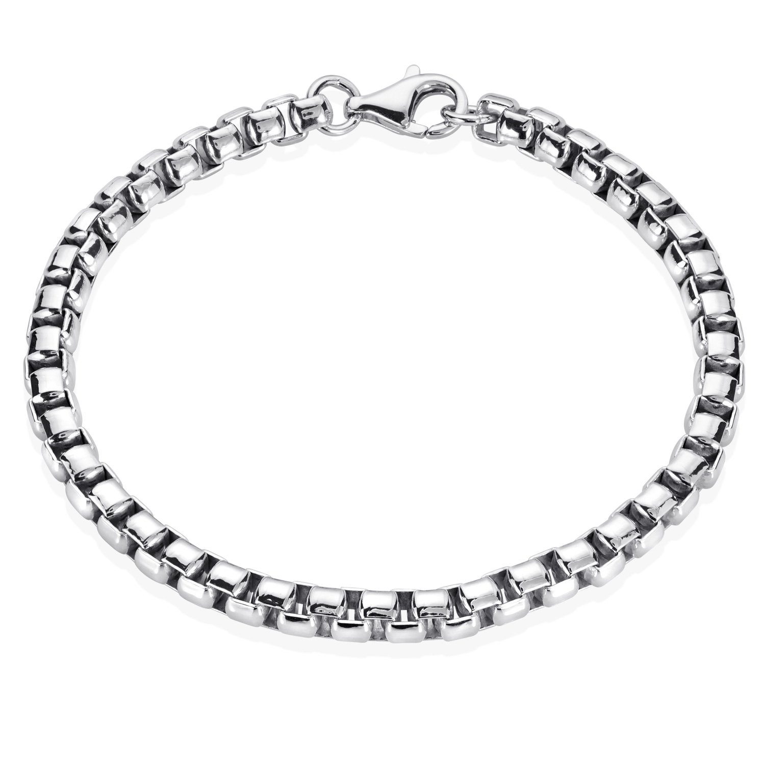 925 massiv Materia Sterling Silber, rhodiniert Armband Silber Venezianerkette SA-92, Herren