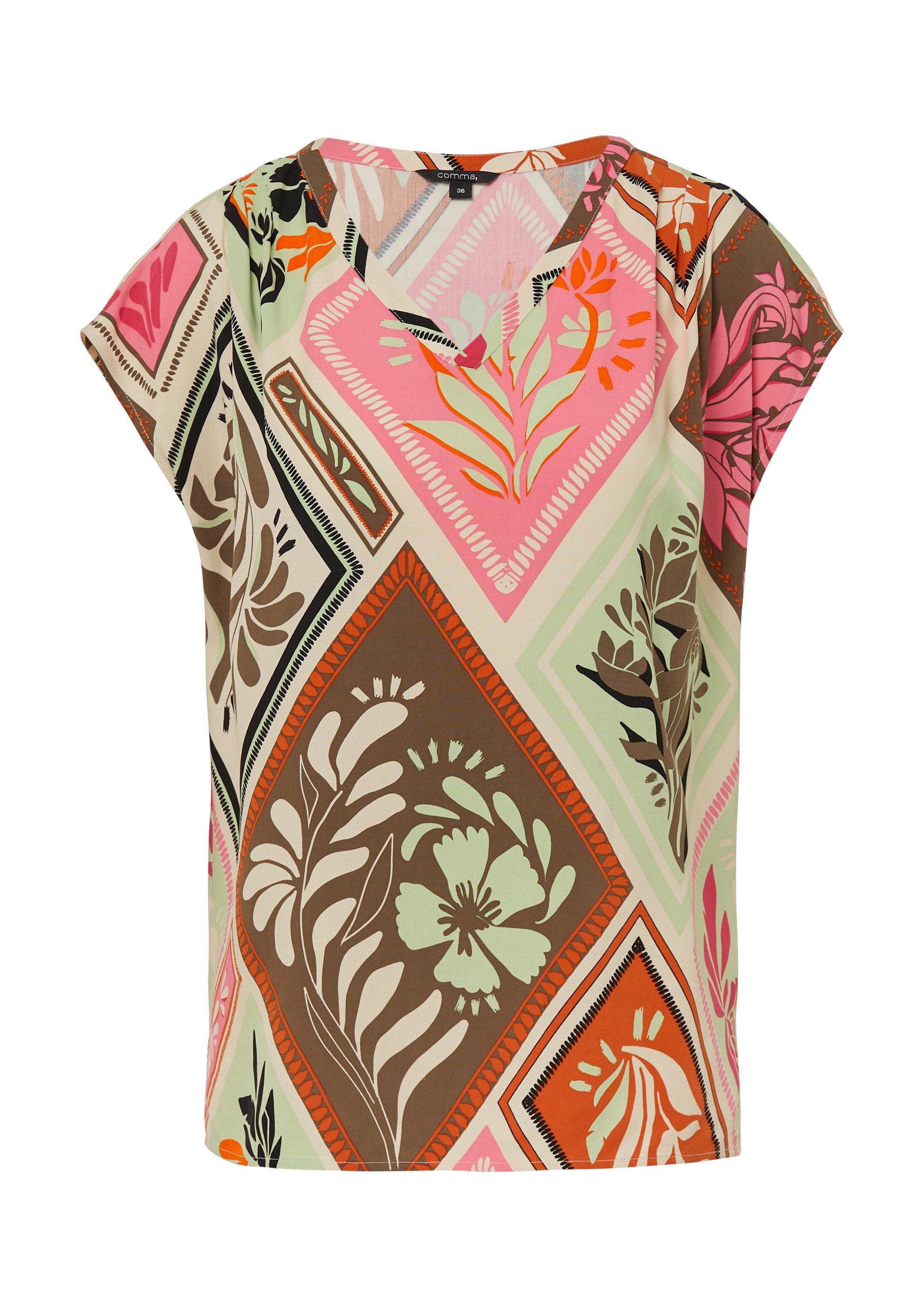 comma Blusentop Bluse Ärmellose Visikose-Bluse mit All-over-Print