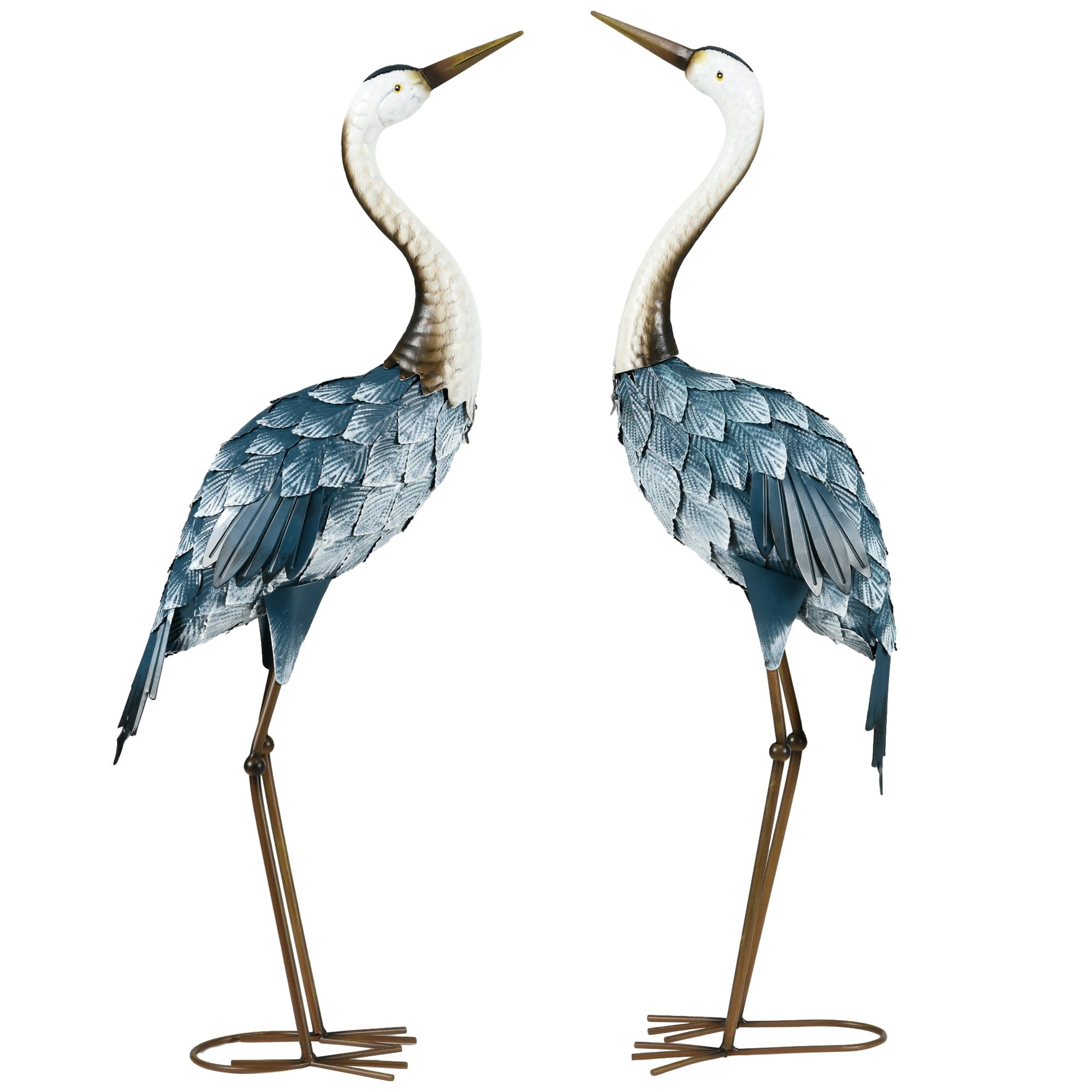 Outsunny Gartenfigur 2er Set Gartenstatue Kraniche, günstig online kaufen