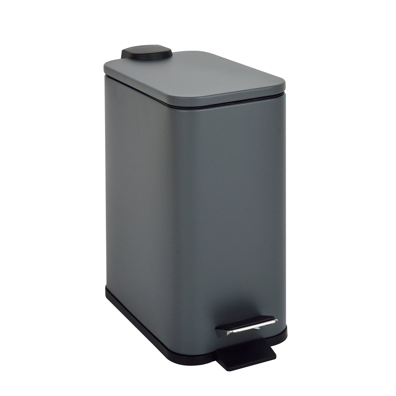 SVITA Мусорные урны ST5, Мусорные ведра с педалью, Softclose-Funktion, 5L, Stahl pulverbeschichtet, Grau