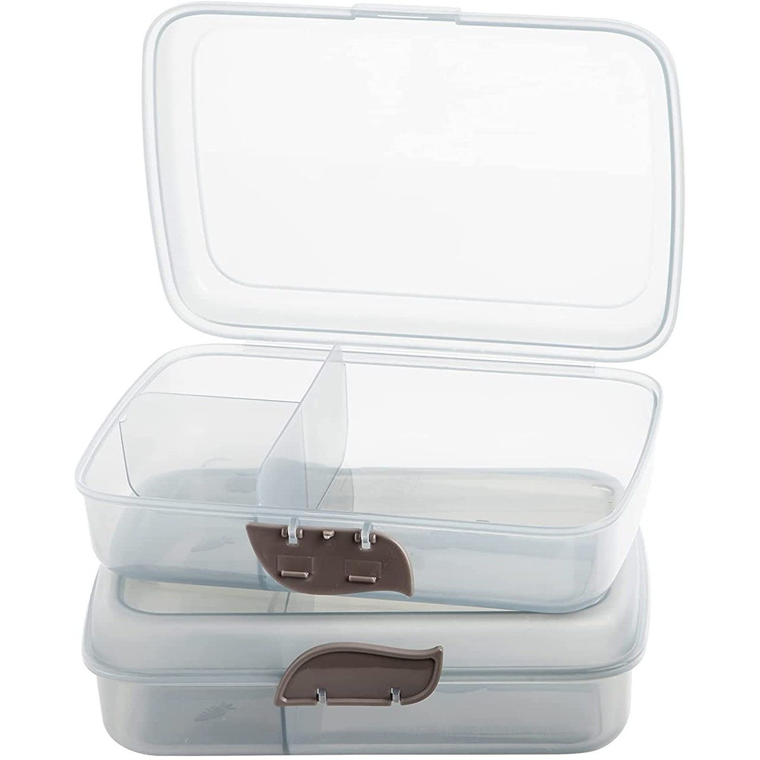 Centi Lunchbox Lunchbox mit Fächern und Clickverschluss, grau, Kunststoff, (2er-Set)