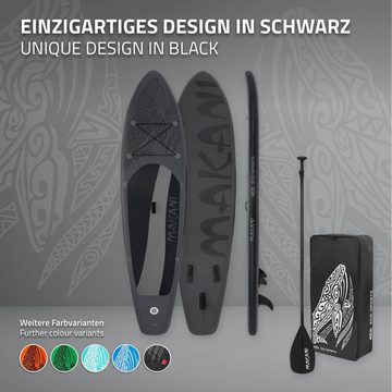 ECD Germany SUP-Board Aufblasbares Stand Up Paddle Board Makani SUP Board Paddelboard, Schwarz 320x82x15cm PVC bis 150 kg mit Tragetasche Zubehör