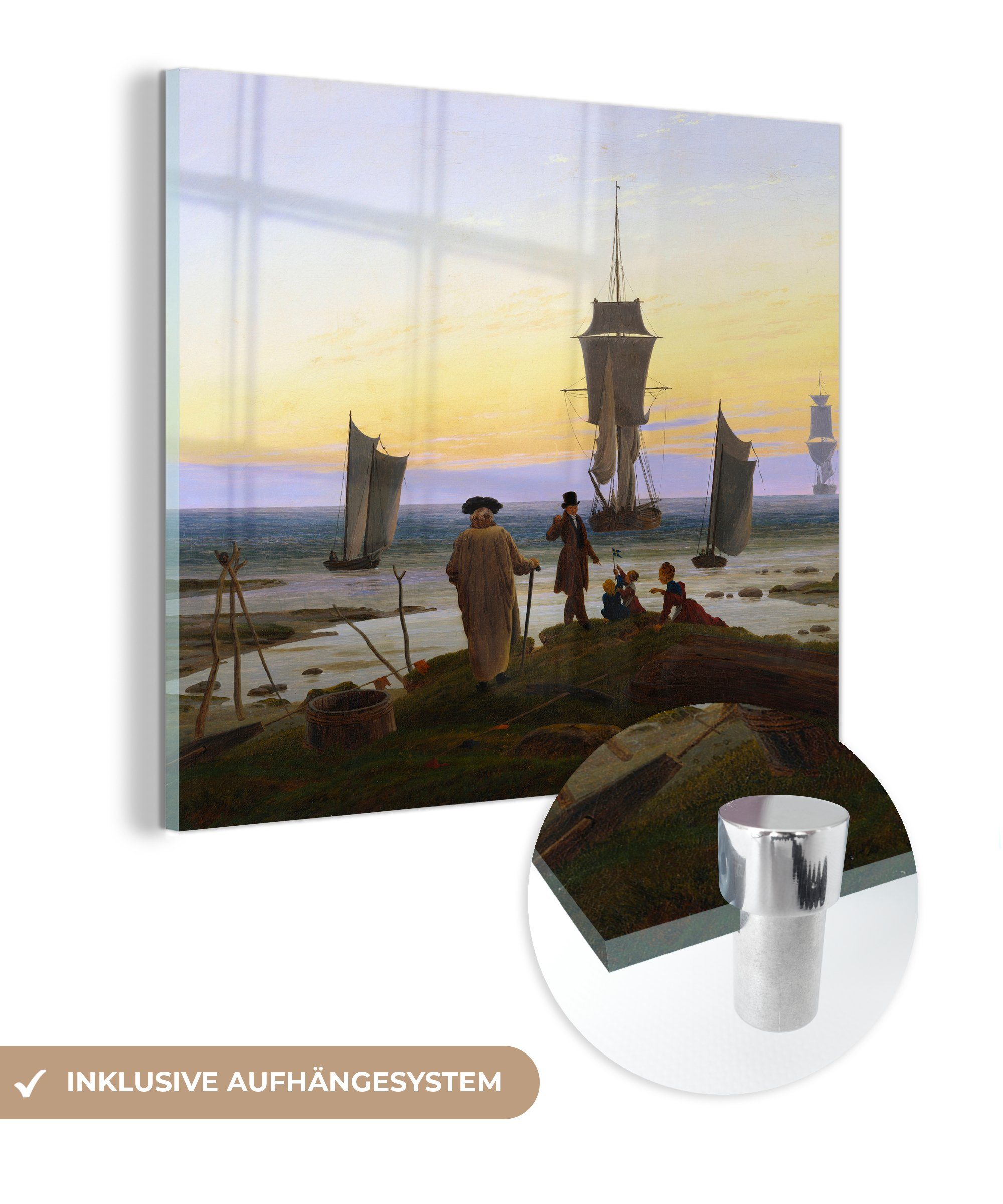 Acrylglasbild Wandbild Lebens MuchoWow - Caspar Glas - Die Foto David St), (1 Bilder Wanddekoration Glas auf - des - auf Friedrich, Glasbilder Phasen