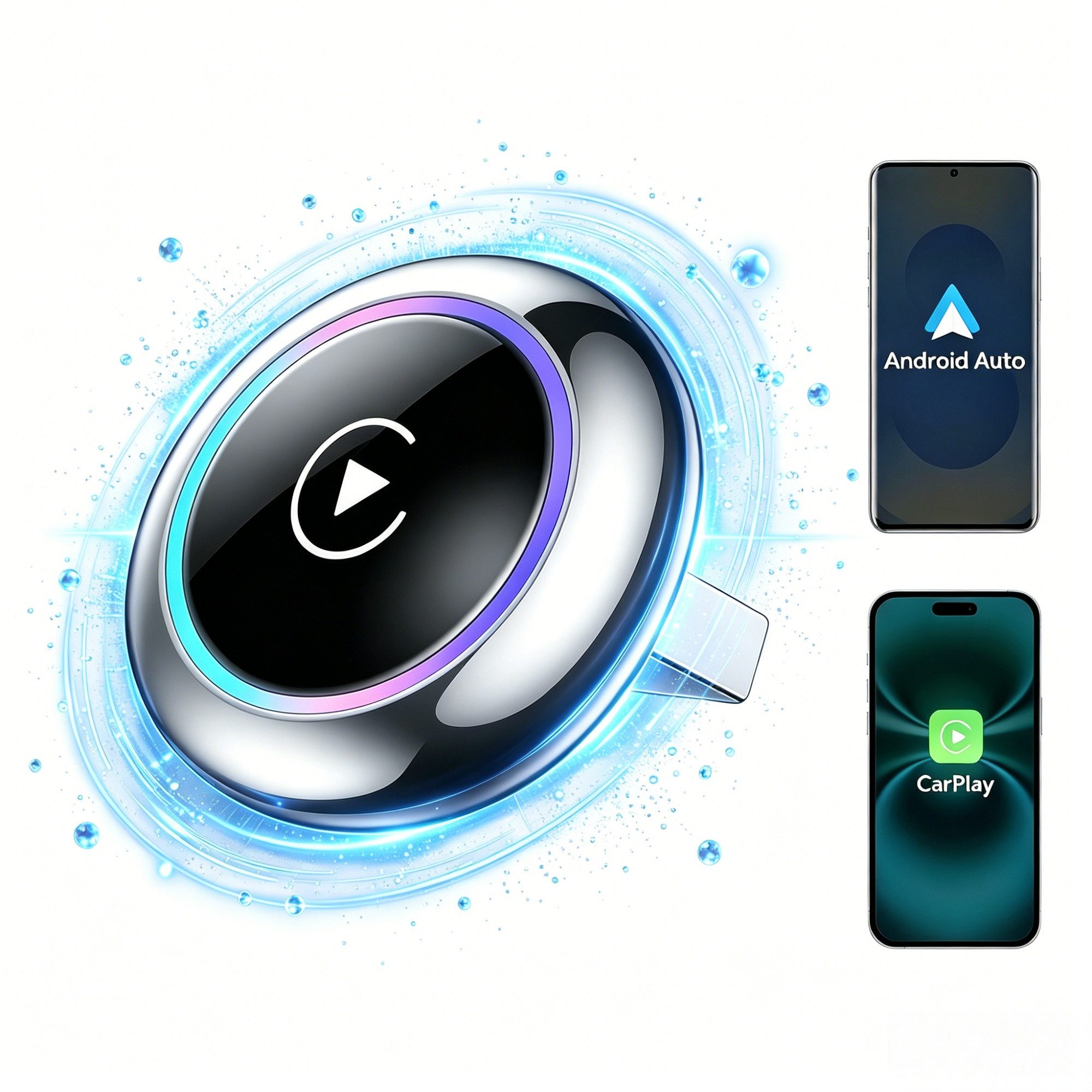 Fyrove Wireless Carplay & Android Auto Adapter,Mini & Stabiler 2-in-1-Dongle Adapter Plug und Play, zu USB Typ A, Kompatibel zu zu Convert Wired CarPlay/Android Auto zu Wireless, mit iOS 10+ und Fahrzeugen mit kabelgebundenem CarPlay