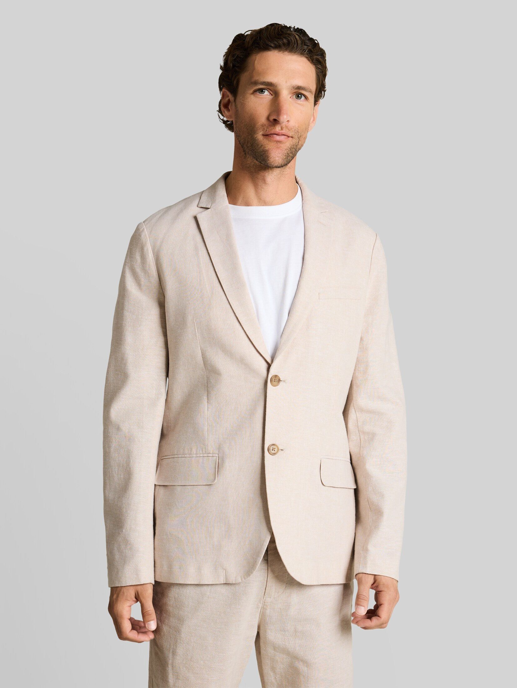TOM TAILOR Sakko Blazer Sakko mit Leinenanteil